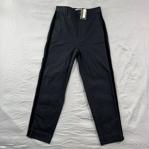 NWT - Madewell Black Velvet Trim Straight Leg Pants Women's 24 High-Rise